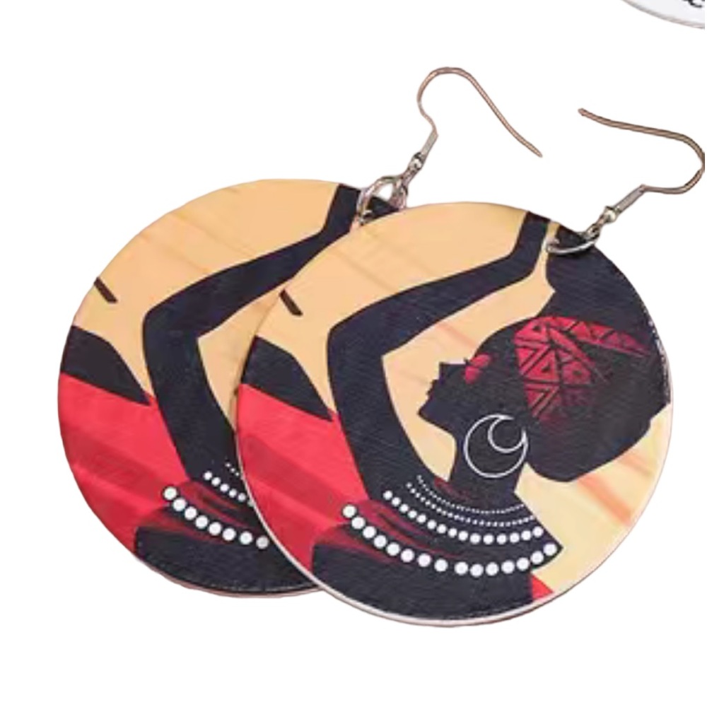 Stylish African Women Disk Earrings